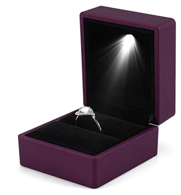 Produktbild von Modische LED-beleuchtete Ring-Aufbewahrungsbox, Schmuck-Vitrine, Geschenk, Lila