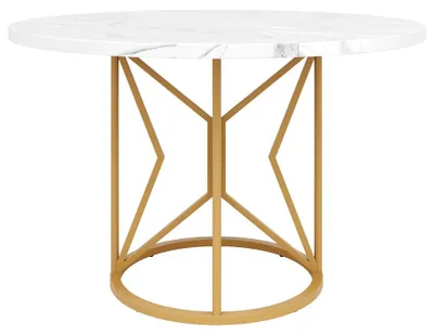 Immagine prodotto di Tavolo rotondo - Tavolo da pranzo - Tavolo da cucina - Tavolo rotondo - Tavolo da pranzo - Piano in effetto marmo