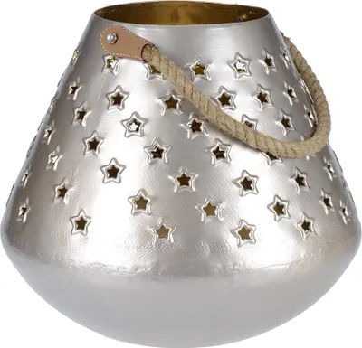 Zdjęcie produktu dla Lampion Locker Metalowa dekoracja 27 cm srebrno-złota gwiazda uchwyt
