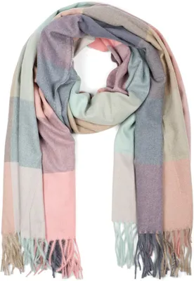 Obrázek produktu pro styleBREAKER Uni měkká kostkovaná šála s dlouhými třásněmi, barevná kostkovaná, teplá zimní šála vícebarevná 01017110