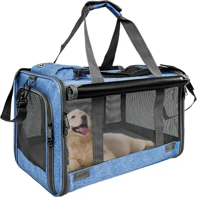 Immagine prodotto di Trasportino per gatti - Borsa per animali domestici - Trasporto sicuro - Design in rete traspirante - 46 x 30 x 30 cm - Blu