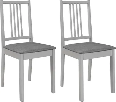 Produktbild von Esszimmerstühle mit Kissen 2 Stk. Grau Massivholz