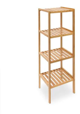Immagine prodotto di Scaffale portaasciugamani mensola bagno - Bambù - 4 ripiani - Naturale - 110 x 34 x 33 cm