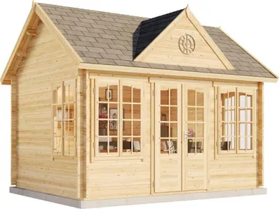 Produktbild von Alpholz Gartenhaus Clockhouse-44 Royal ISO aus Massiv-holz, Gerätehaus mit 44 mm Wandstärke, Garten Holzhaus inklusive Montagematerial, Geräteschuppen Größe: 420 x 320 cm, Satteldach