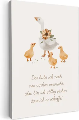 Produktbild von MuchoWow® - Leinwandbilder - Kinder - Gänse - Beige - Zitat - Bauernhof, Wandbild, Wanddeko Bilder Wohnzimmer, 40x60 cm