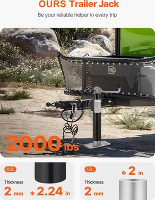 Produktbild von Anhängerheber manuell, anschweißbar, Stützfuß mit Rohrmontage, Kohlenstoffstahl | 283–533 mm Hub | 907 kg Tragkraft | verzinkt