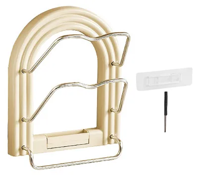 Produktbild von Topfdeckel-Organizer, Wandmontage, bohrfrei, platzsparend, Aluminiumlegierung, Pfannenabdeckung für Küchenhandtuch-Typ