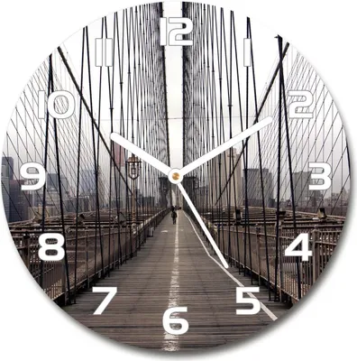 Produktbild von Wanduhr aus Glas 30fi Glasbild Glasuhr Gehärtetes Glas - weisse-zeiger - Brooklyn Bridge