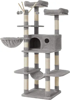 Zdjęcie produktu dla Duży drapak dla kota - drapak z kryjówką - stabilna konstrukcja - 50 x 50 x 164 cm