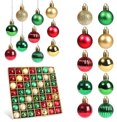 Mini-Weihnachtskugeln Set, 49 Stück, 3 cm, bunt, Kunststoff