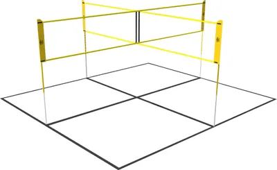 Produktbild von Umbro Spielnetz Garten - 168 x 400 CM - 4 Fachs - Volleyballnetz - Badminton Netz - Schwarz/gelb