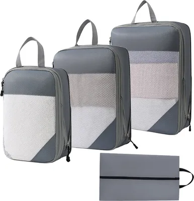 Produktbild von OKWISH 4 Stück Packing Cubes Kleidertaschen Koffer Organizer, Grau