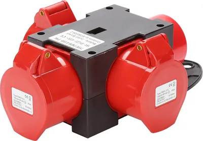 Produktbild von SWANEW Stromverteiler Verteiler Baustromverteiler CEE 16A 400V - 3 x 16 A mit Sicherheitsklappdeckeln für Baustelle