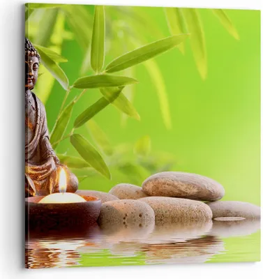 Produktbild von Bild auf Leinwand - Leinwandbild - Buddhismus Feng Shui Spa Bambus - 70x70cm - Wand Bild - Wanddeko - Leinwanddruck - Bilder - Kunstdruck - Wanddekoration - Leinwand bilder - Wandkunst - AC70x70-2392