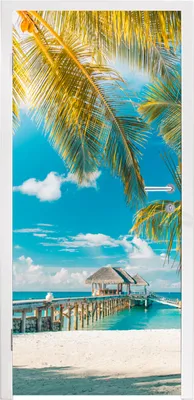 Produktbild von MuchoWow® Türtapete Selbstklebende Türfolie Tropisch - Strand - Palme 90x235 cm Türposter Türaufkleber Klebefolie Türklebefolie - XXL-Plakaten - Foster für Türen - Aufkleber
