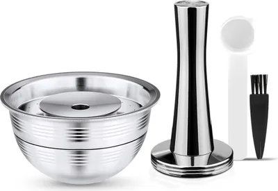 Produktbild von Fuellbare Kaffeekapseln aus Edelstahl Wiederverwendbare Kaffeekapseln Tassenfilterset Kompatibel mit Nespresso Vertuo Kapseln Pod Vertuoline GCA1 und Delonghi ENV150 Kaffeemaschine