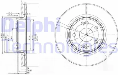 Produktbild von 2x DELPHI Bremsscheibe BG3733 für RENAULT LAGUNA II Grandtour (KG0/1_) 47mm