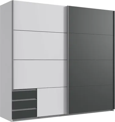 Produktbild von Schwebetürenschrank Emden Kleiderschrank Ausführung wählbar,weiß / graphit,225x64x210cm