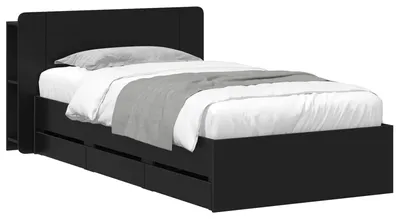 Zdjęcie produktu dla Rama łóżka z przechowywaniem Z zagłówkiem Czarny 75 x 190 cm