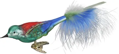 Produktbild von Christbaumschmuck Vogel auf Clip Glas 10cm bunt 1 Stück
