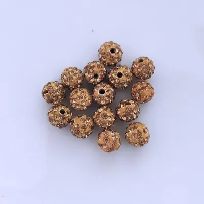 Immagine prodotto di Perline Shamballa, glitter, 8 mm, 15 pezzi, marrone chiaro