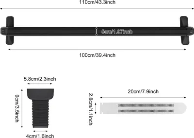Image de Barres transversales universelles pour barres de toit - 2 pièces en aluminium - 1 m de longueur - Avec serrure - Capacité de charge jusqu'à 75 kg - Pour voitures 4 et 5 portes - Noir