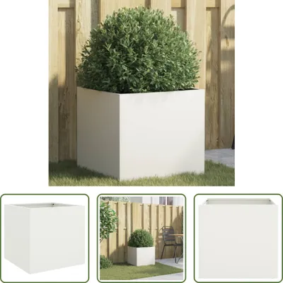 Image de The Living Store Bac à plantes blanc 42x40x39 cm Acier laminé à froid