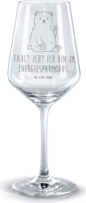 Produktbild von Mr. & Mrs. Panda Weinglas Eisbär Faul - Transparent - Geschenk, Homeoffice, Glas Rotwein, Bär, graviert, Teddy, Arbeit, Rotweinglas mit Gravur, Entspannen, Büro, Kelch