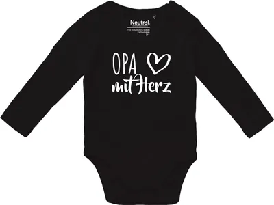 Produktbild von Huuraa Baby Body Opa mit Herz 80 Black  Baumwolle Fairtrade Langarmbody Geschenkidee