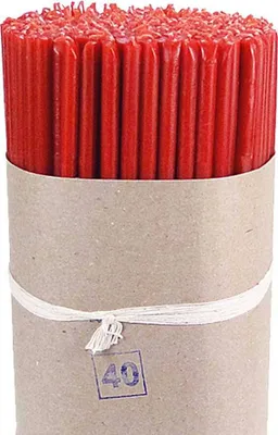 Produktbild von 955g (ca. 100 St.) Altarkerzen Rot Ruß Tropffrei Osterkerzen L: 24,5cm 36254