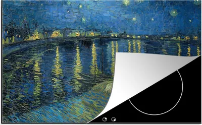 Produktbild von KitchenYeah© Herdabdeckplatte Die sternenklare Nacht - Vincent van Gogh , 89x51cm, Küche Deko, Glaskeramikkochfeld Herdabdeckung, Abdeckplatte fùr Kochfeld
