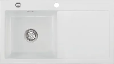 Produktbild von Flächenbündige Spüle MERA 90 SATIN mit Becken links und Excenterbedienung