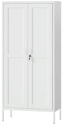 Produktbild von Verstellbarer Stahl-Bš¹roschrank mit 3 Ablagen, Schloss und 2 Schlš¹sseln, 80 x 40 x 175 cm, Wei?