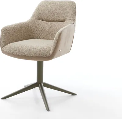 Produktbild von DELIFE Drehstuhl Pejo-Flex Materialmix Schlamm Fußkreuz Effektfinish Titan 360° drehbar Wippfunktion Taschenfederkern