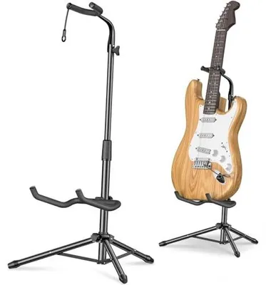 Zdjęcie produktu dla Stojak na gitarę składany regulowany do gitar elektrycznych akustycznych