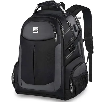 Produktbild von STILVORA Laptoprucksack, Herren Rucksack – großer Reise-Rucksack, Gaming Laptop, Outdoor, Studenten, Business, robust, bequem, große Kapazität, Schwarz 20 Zoll