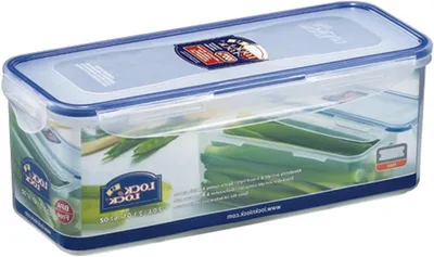 Productafbeelding van Rectangular Food Container with Drain Griddle - 100% Air and Waterproof Storage for Fruits, Vegetables, Spices and More