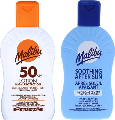 Zdjęcie produktu dla Malibu SPF50 Wodoodporny Balsam 200ml + Balsam Po Opalaniu 200ml