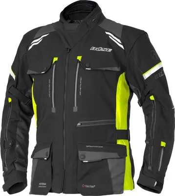 Image de Veste textile imperméable pour moto Büse Highland III, noir/jaune fluo, 52