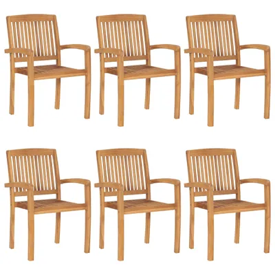 Immagine prodotto di vidaXL Sedie da giardino impilabili con cuscini 6 pz. Legno massiccio di teak