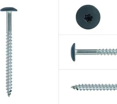 Produktbild von Farbkopfschrauben Anthrazit Edelstahl 4,8 x 60 mm - Schachtel mit 100 Stück