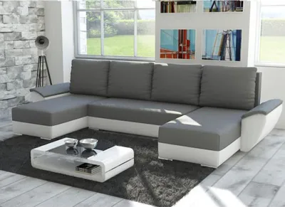 Produktbild von Easy4You Fly Grau/Weiß Ecksofa U-Form 332 x 72 x 140 cm mit Schlaffunktion und Stauraum - Schlafsofa mit Bettkasten - Moderne Wohnzimmermöbel – Stoff: Mikrophase 27/31