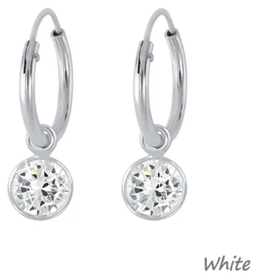 Produktbild von Zirkonia Creolen Ohrringe 925 Silber für Mädchen & Damen White