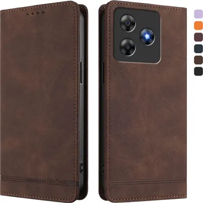 Image de Etui pour Blackview Wave 8 / Wave 8C, étui rétro en cuirPolyuréthaneavec support et fentes pour cartes de crédit Marron