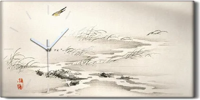 Produktbild von Wandbild Leinwand Bilder Wanduhr 60x30 Malerei Asiatische Fluss Vogel Kunst - weiße Hände
