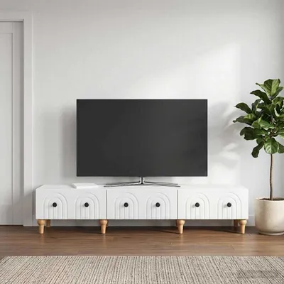 Obrázok produktu pre vidaXL TV skrinka, lesklá biela, 147 x 34,5 x 30 cm, drevotrieska