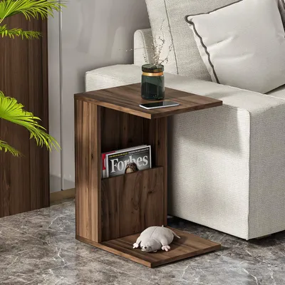 Immagine prodotto di HOMIDEA BONO Tavolino con rotelle e ripiano Tavolino da salotto moderno (Avola)