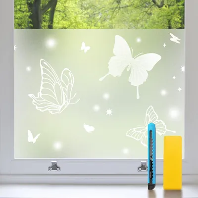 Image de Film décoratif pour fenêtres, motif papillon, lot de 2