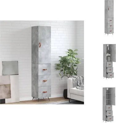 Immagine prodotto di vidaXL Credenza grigio cemento 34,5x34x180 cm materiale a base di legno - Credenze