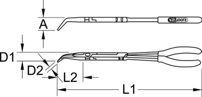 Immagine prodotto di Pinze a becchi piatti a doppio snodo, curve a 45°, XL